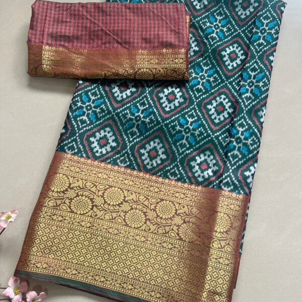 Patola Print Soft Silk Jari Border Sarees
