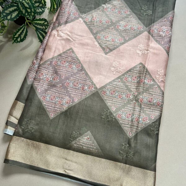 Thread Embroidered Butti Premium Printed Sarees