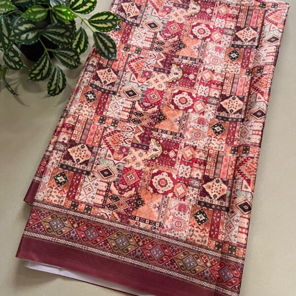 Digital Printed Shimmer Satin Silk Saree