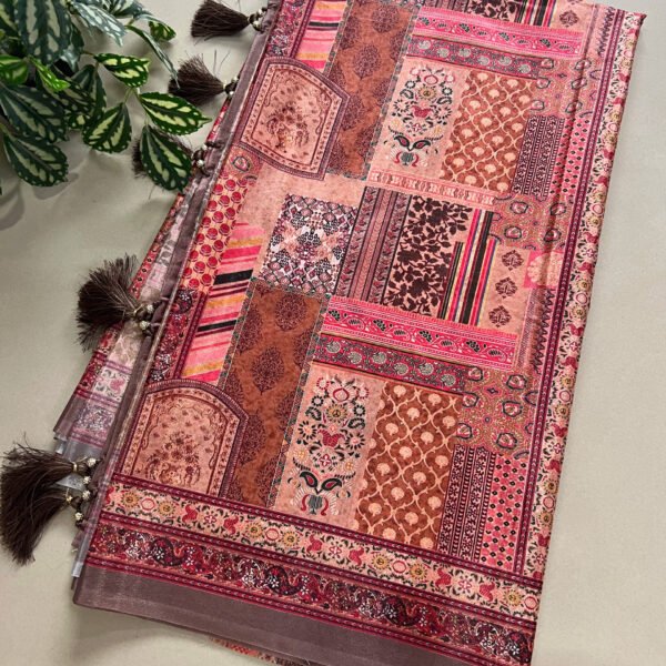 Digital Printed Shimmer Satin Silk Saree