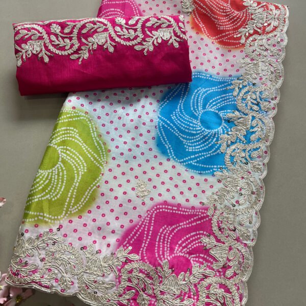 Exclusive Bandhej Pheta Work Saree