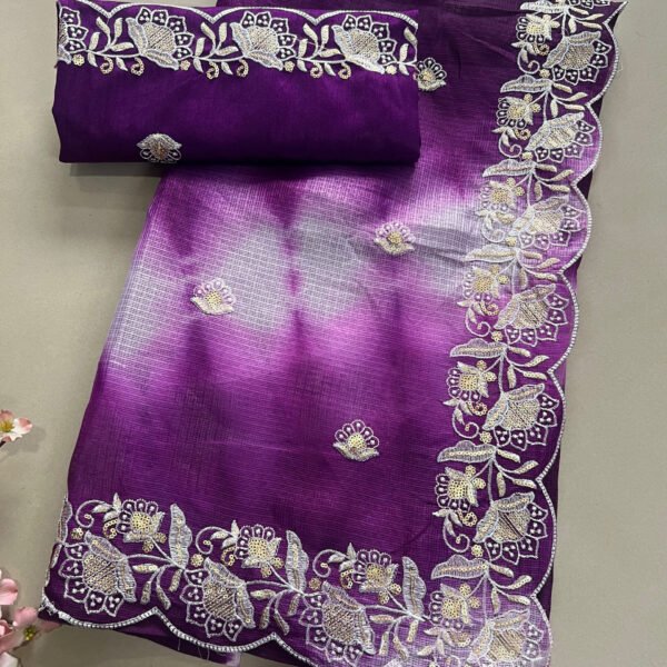 Shibori Print Semi Kota Doriya Light Work Saree