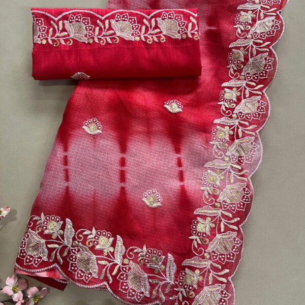 Shibori Print Semi Kota Doriya Light Work Saree