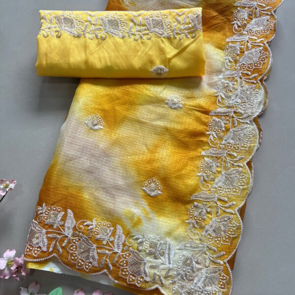 Shibori Print Semi Kota Doriya Light Work Saree