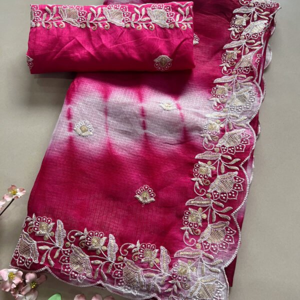 Shibori Print Semi Kota Doriya Light Work Saree