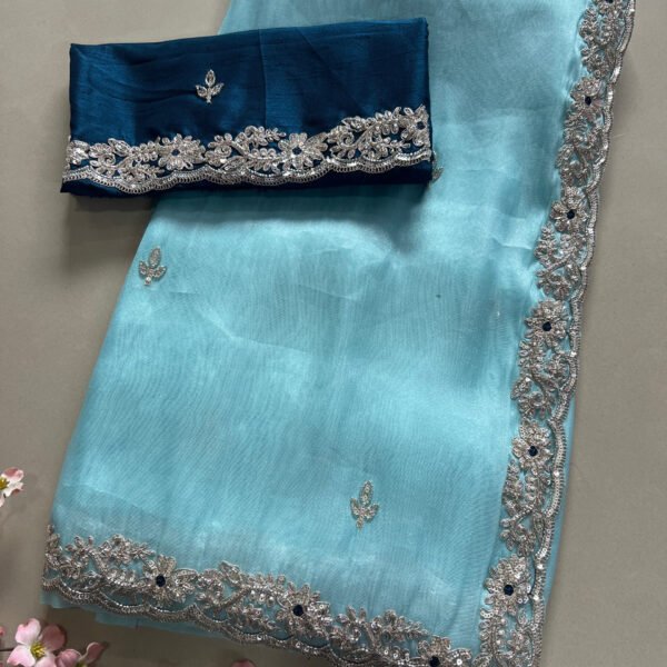 Korsa Soft Organza Hand Work Saree