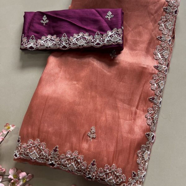 Korsa Soft Organza Hand Work Saree