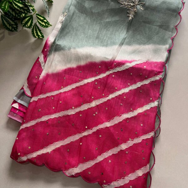 Exclusive Printed Semi Lehriya Organza Saree
