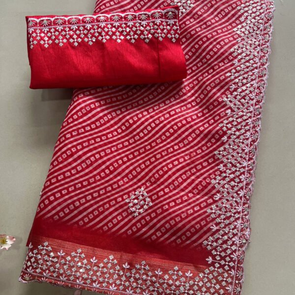 Light Work Semi Cotton Silk Bandhej Saree