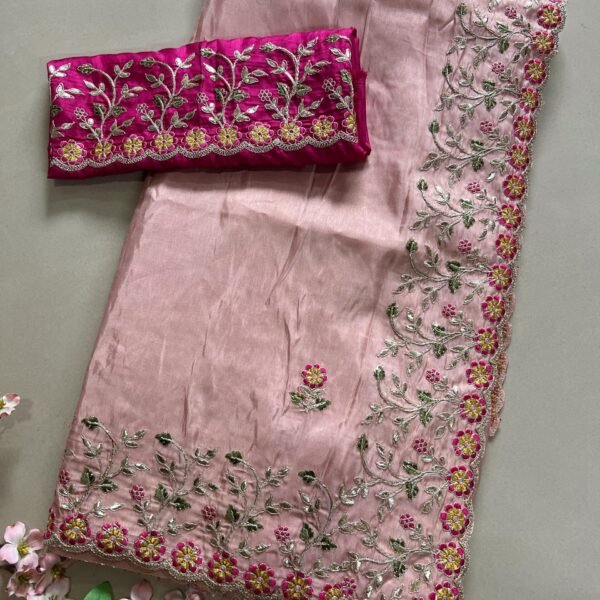 Shimmer Soft Silk Exclusive Border Saree with Contrast Blouse
