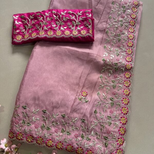 Shimmer Soft Silk Exclusive Border Saree with Contrast Blouse