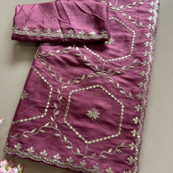 Exclusive Shimmer Silk Embroidered Saree