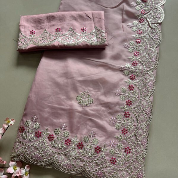Soft Organza Cut Work Border Saree