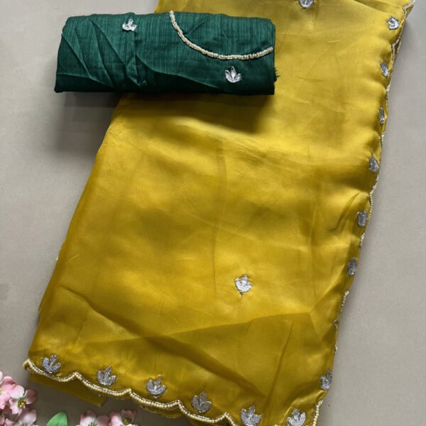 Hand Work Gotta Work Softest Organza Saree