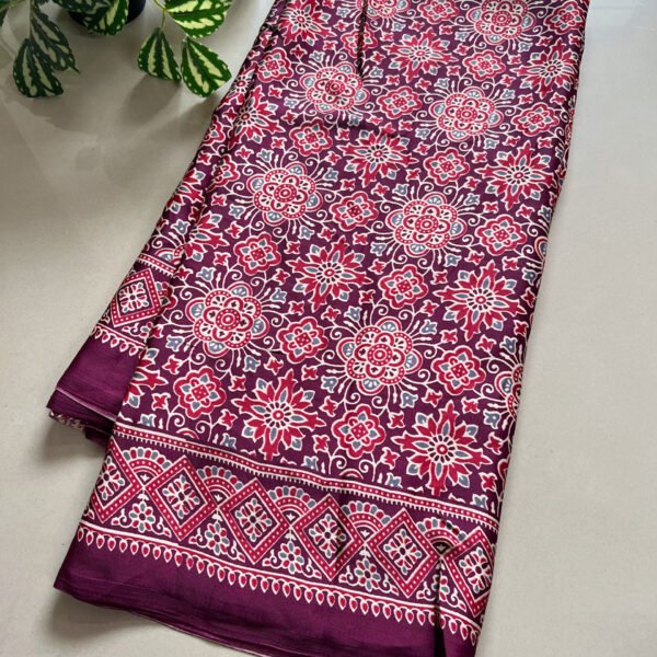Ajrak Print Semi Crepe Satin Silk Sarees