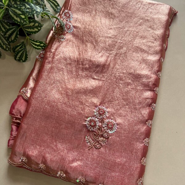 Beads Sequins Work Semi Shimmer Saree
