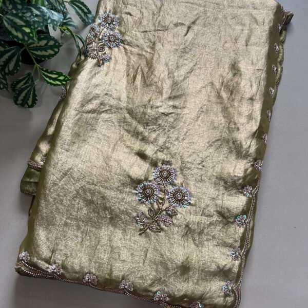 Beads Sequins Work Semi Shimmer Saree