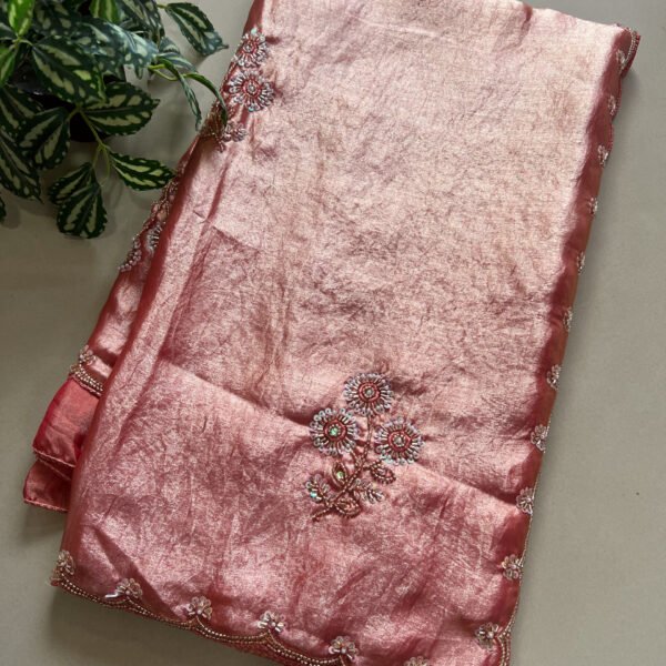 Beads Sequins Work Semi Shimmer Saree