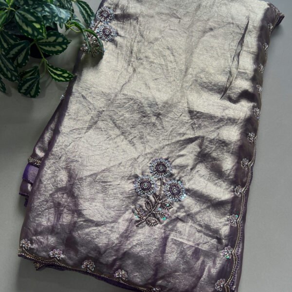 Beads Sequins Work Semi Shimmer Saree