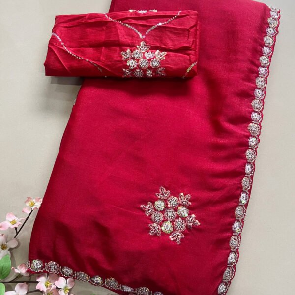 Beads Sequins Work Shimmer Party Wear Saree