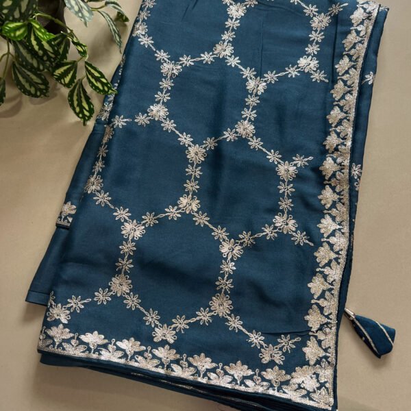 Jaal Pitta Work Shimmer Sarees