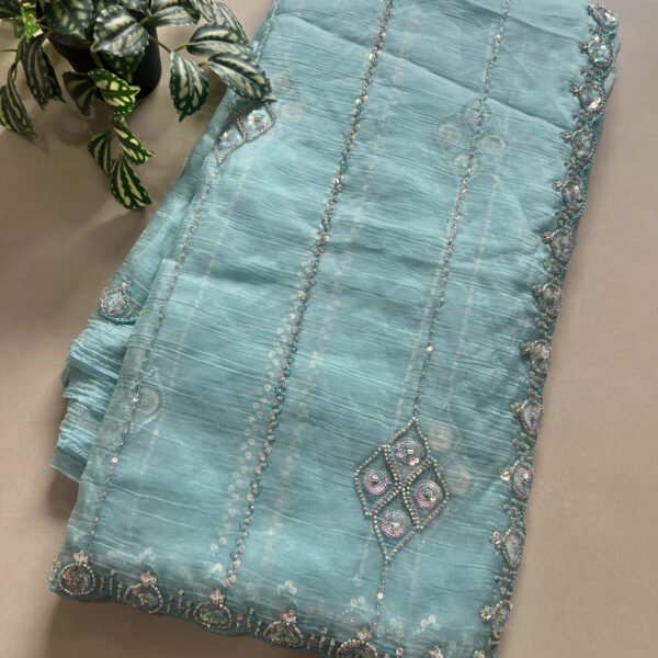 Party Wear Beads sequins Shimmer Chiffon Sarees