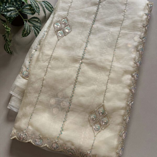 Party Wear Beads sequins Shimmer Chiffon Sarees