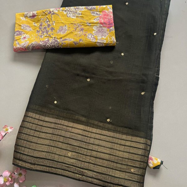 Printed Blouse Plain Weightless Chiffon Sarees