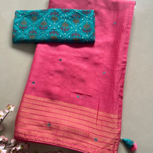 Printed Blouse Plain Weightless Chiffon Sarees