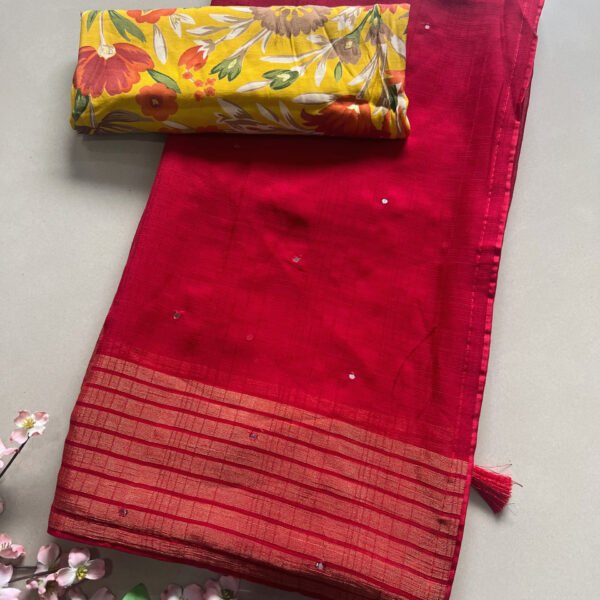 Printed Blouse Plain Weightless Chiffon Sarees