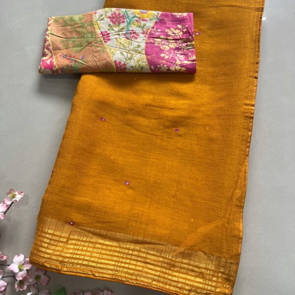 Printed Blouse Plain Weightless Chiffon Sarees