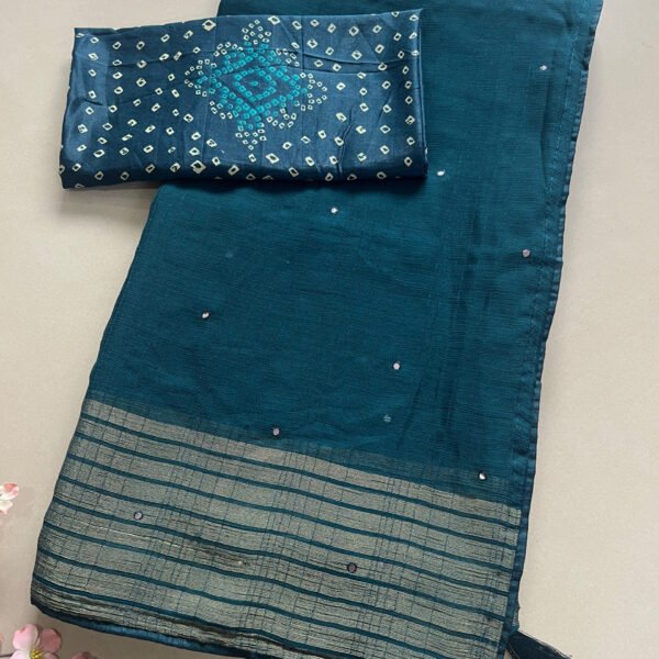 Printed Blouse Plain Weightless Chiffon Sarees