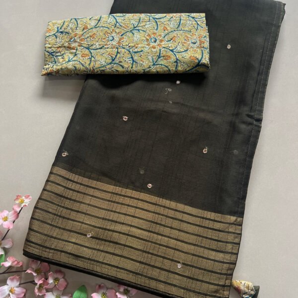 Printed Blouse Plain Weightless Chiffon Sarees