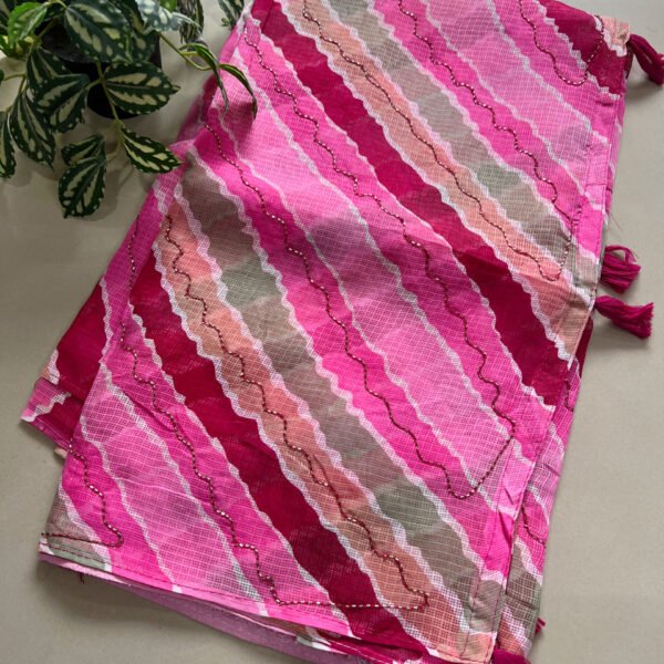 Lehriya Print Light Work Semi Kota Cotton Saree