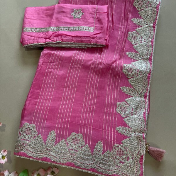 Soft Silk Sarees with Metallic Thread Work Border