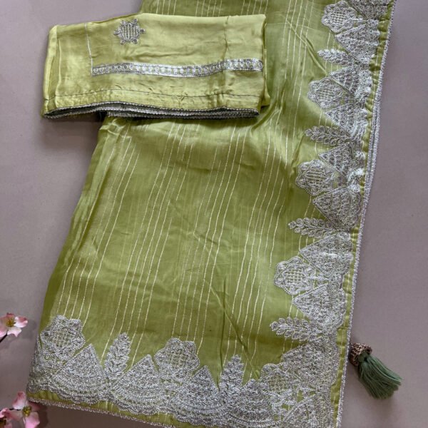 Soft Silk Sarees with Metallic Thread Work Border