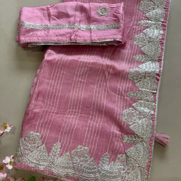 Soft Silk Sarees with Metallic Thread Work Border