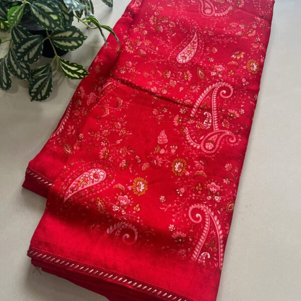 Printed Lace Border Semi Georgette Saree