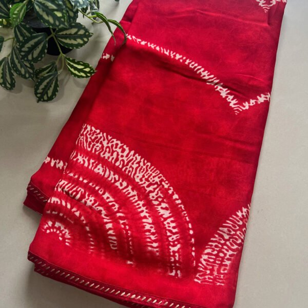 Printed Lace Border Semi Georgette Saree