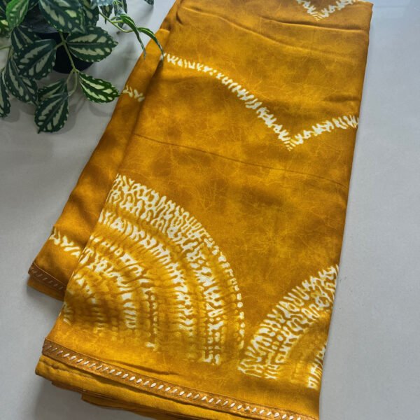 Printed Lace Border Semi Georgette Saree