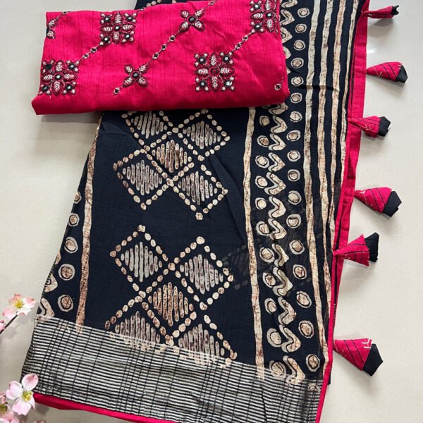 Black Chiffon Saree with Heavy Blouse