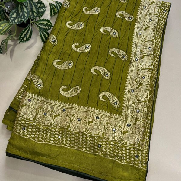 Crushed Semi Chiffon Foil Print Saree