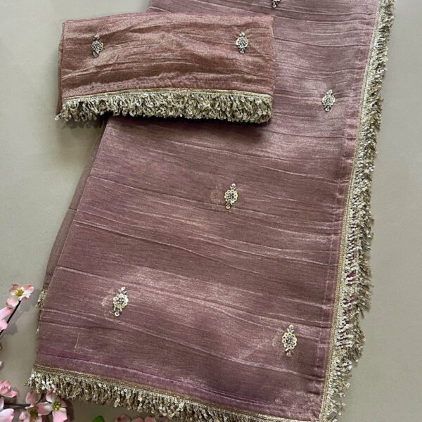 Soft Tissue Shimmer Organza Saree