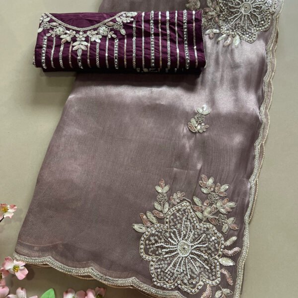 Heavy Blouse Party Wear Soft Organza Saree