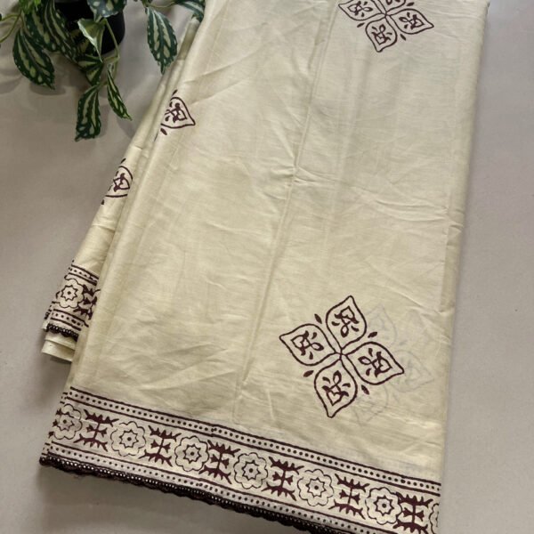 Pure Mul Cotton Hand Block Print Saree