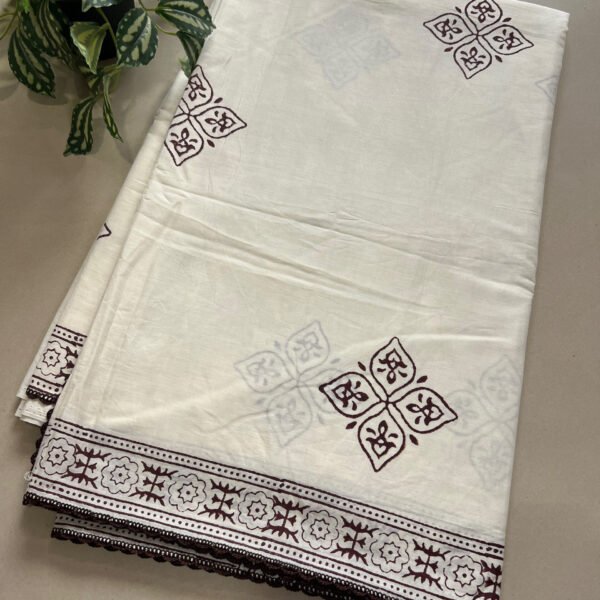 Pure Mul Cotton Hand Block Print Saree