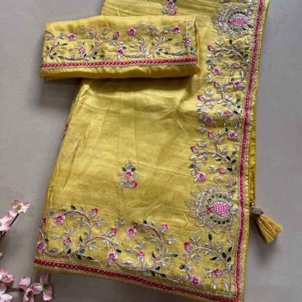 Soft Organza embroidery Border Saree