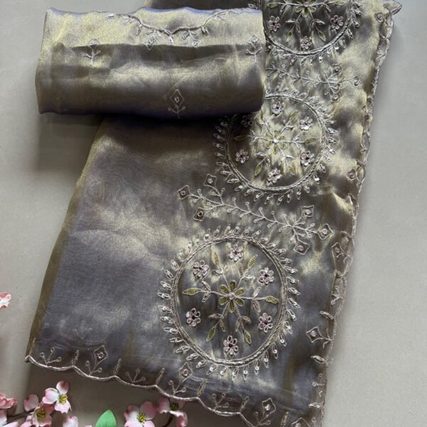 Tissue Organza Hand Work Saree