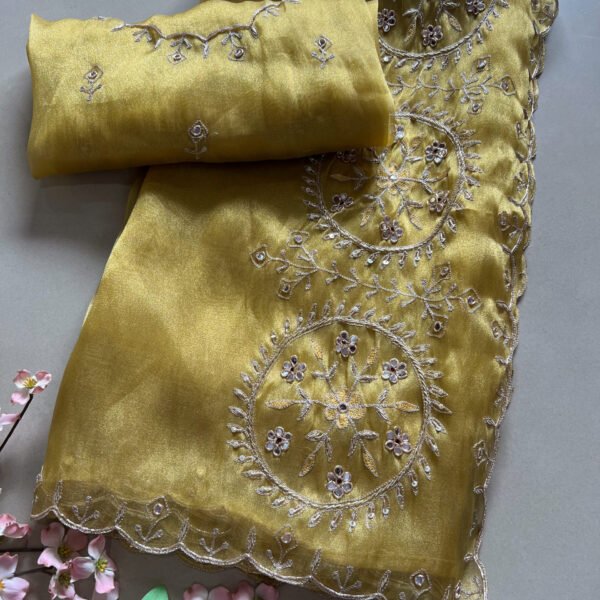 Tissue Organza Hand Work Saree