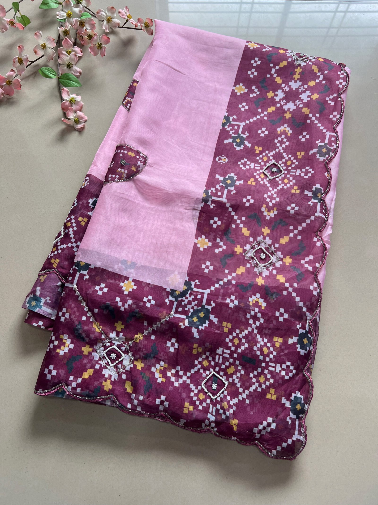 Printed Hand Work Saree